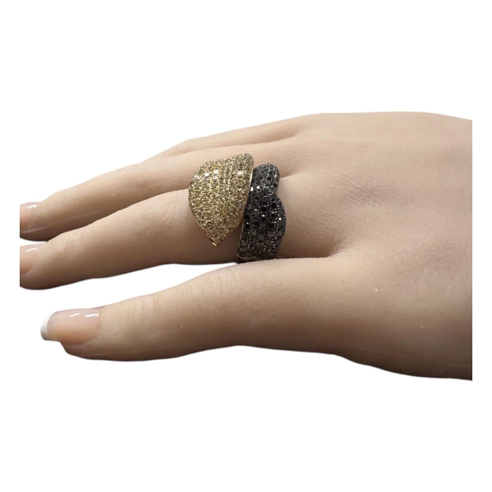 3.78Ct Natural Black & Yellow Diamond 18K Solid White Gold Ring For Sale 2
