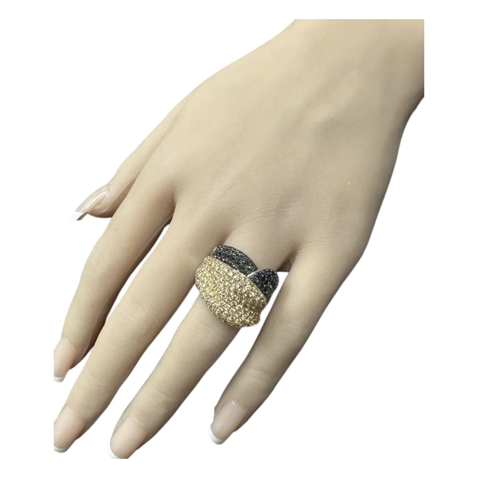 3.78Ct Natural Black & Yellow Diamond 18K Solid White Gold Ring For Sale 4