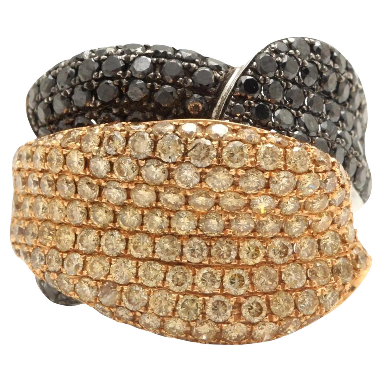 3.78Ct Natural Black & Yellow Diamond 18K Solid White Gold Ring