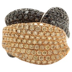 3.78Ct Natural Black & Yellow Diamond 18K Solid White Gold Ring