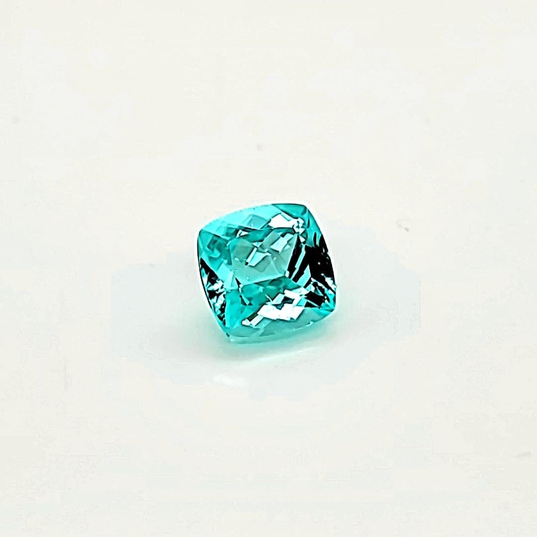 3.78ct Paraiba Tourmaline Neon Color Cushion Cut In New Condition In New York, NY