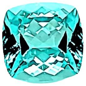 3.78ct Paraiba Tourmaline Neon Color Cushion Cut