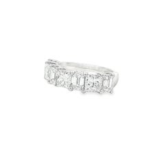 3.78CT Seven GIA Certified Emerald Cut and Princess Cut Diamond Band in Platinum