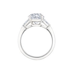 Anello di fidanzamento in platino con diamante da 3,79 carati, taglio Brilliante a cuscino, realizzato a mano