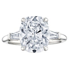 Anello di fidanzamento in platino con diamante da 3,79 carati, taglio Brilliante a cuscino, realizzato a mano