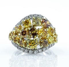 4.6 Carat Natural Yellow Diamond Shield Ring in Platinum and 18 Karat Yellow Gol