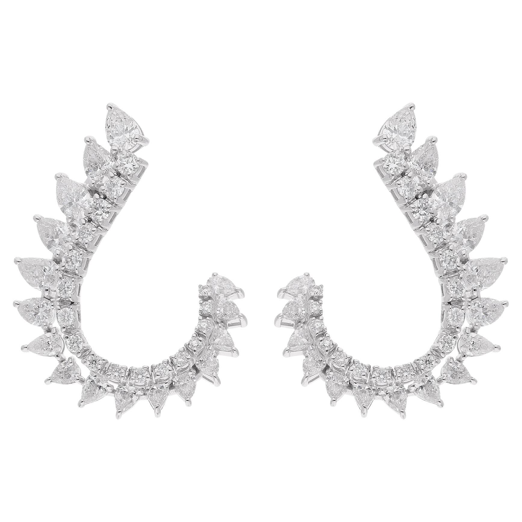 3,79 Karat natürliche birnenförmige & runde Diamant-Ohrringe 14K Weißgold-Schmuck im Angebot
