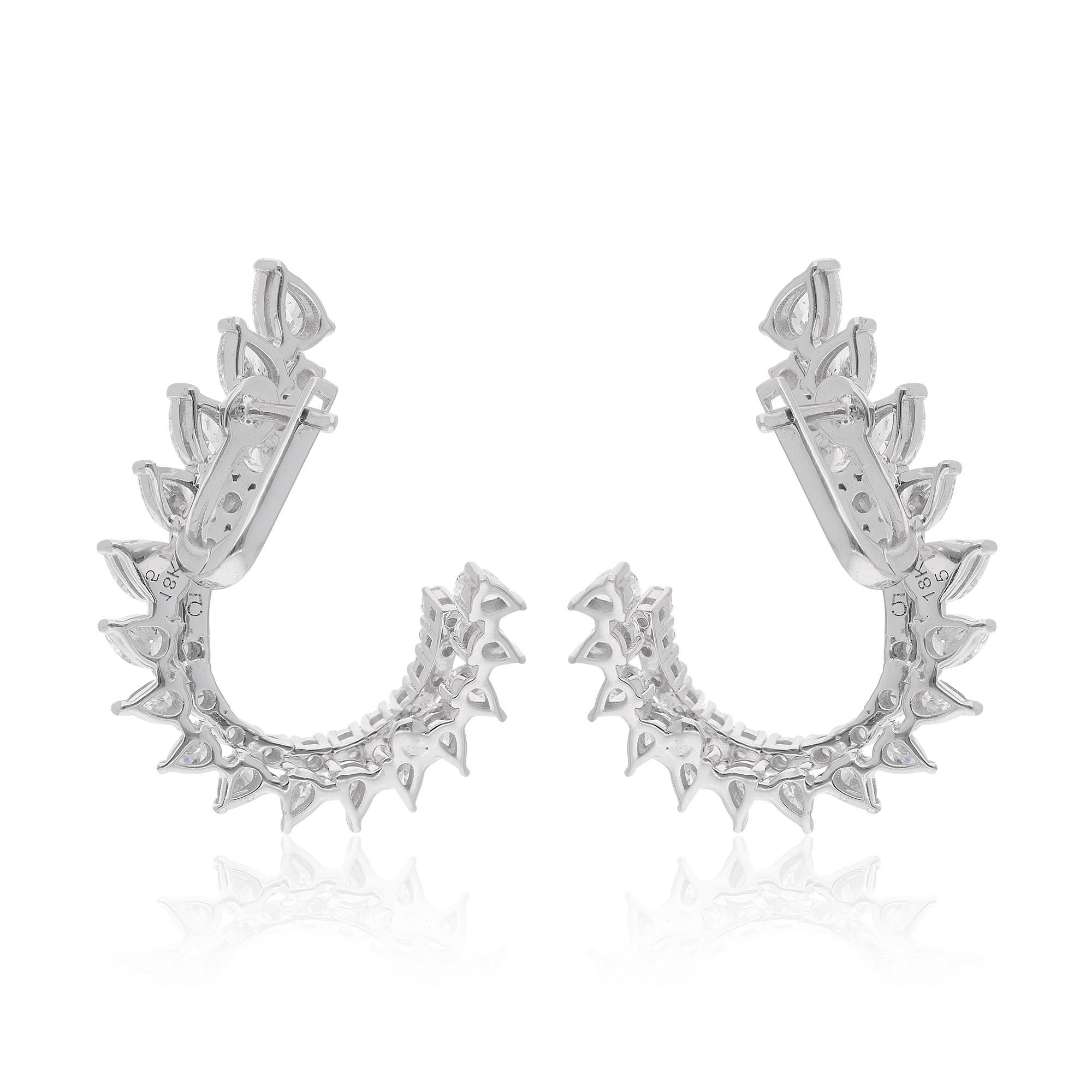 Boucles d'oreilles à oreilles en or blanc 18 carats avec perles naturelles et diamants ronds de 3,79 carats Neuf - En vente à Diera, Dubai