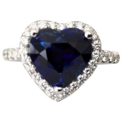 3.79 Carat Natural Unheated Royal Blue Sapphire and Diamond Ring GIA Certified