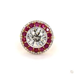 Bague en or rose sertie d'un diamant rond taille brillant de 3,79 carats