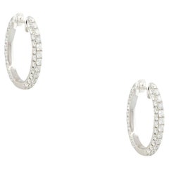 3.79 Carat Round Brilliant Diamond Hoop Ears 18 Karat in Stock