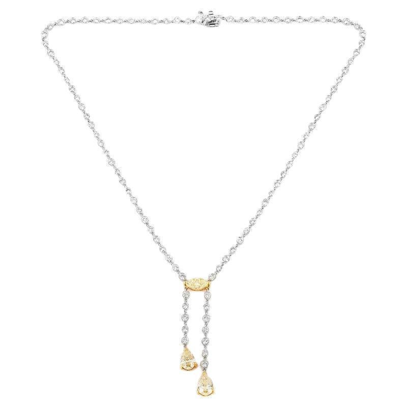 Pendentif lavallière en diamants jaunes de 3,79 carats et diamants blancs de 5,65 carats