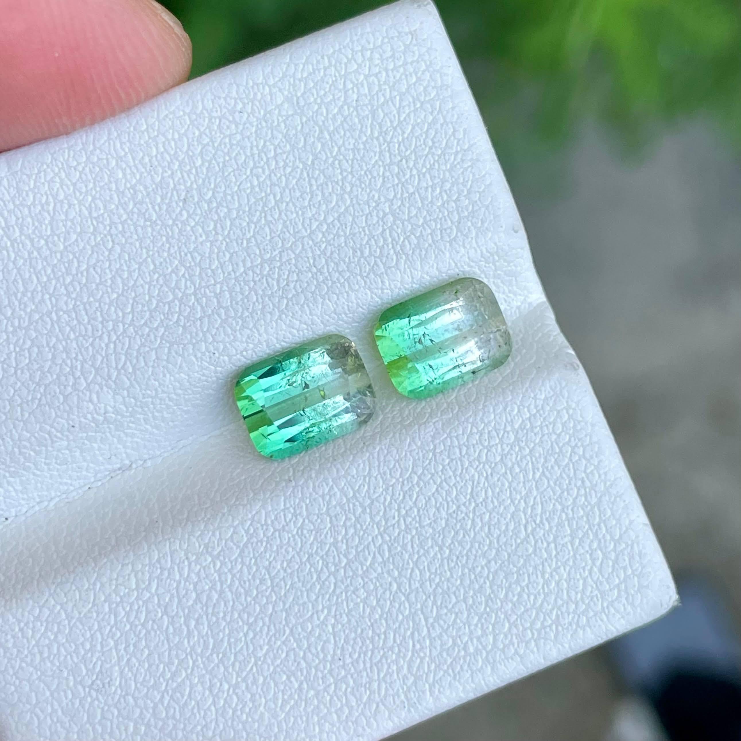 3.79 Carats Bi Color Loose Tourmaline Pair Cushion Cut Natural Afghan Gemstone In New Condition For Sale In Bangkok, TH