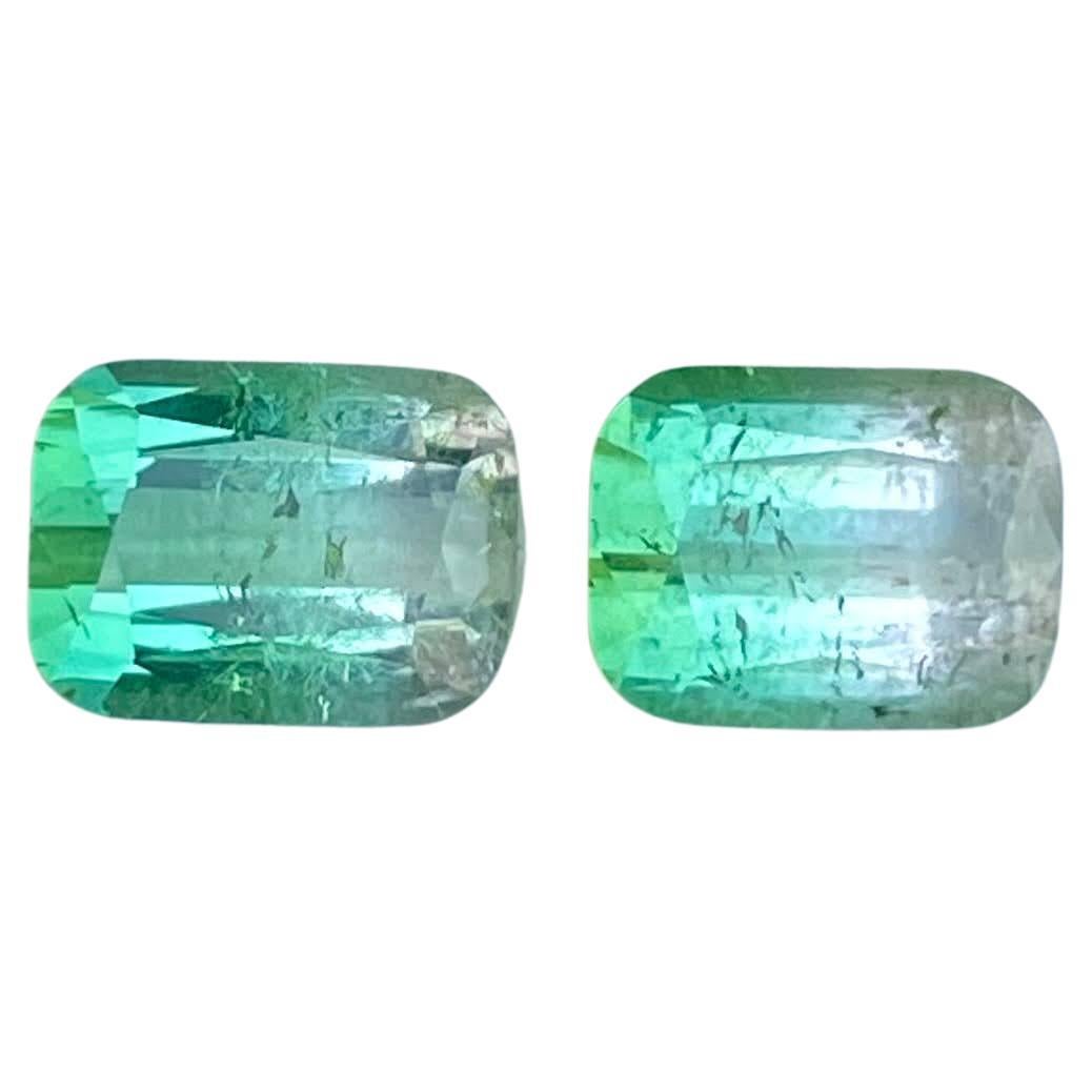 3.79 Carats Bi Color Loose Tourmaline Pair Cushion Cut Natural Afghan Gemstone