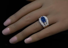3.79 Ct Ceylon Sapphire and Diamond Engagement Ring