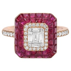3.79 ct Ruby & Diamond Cocktail Ring Made In 18k Rose Gold