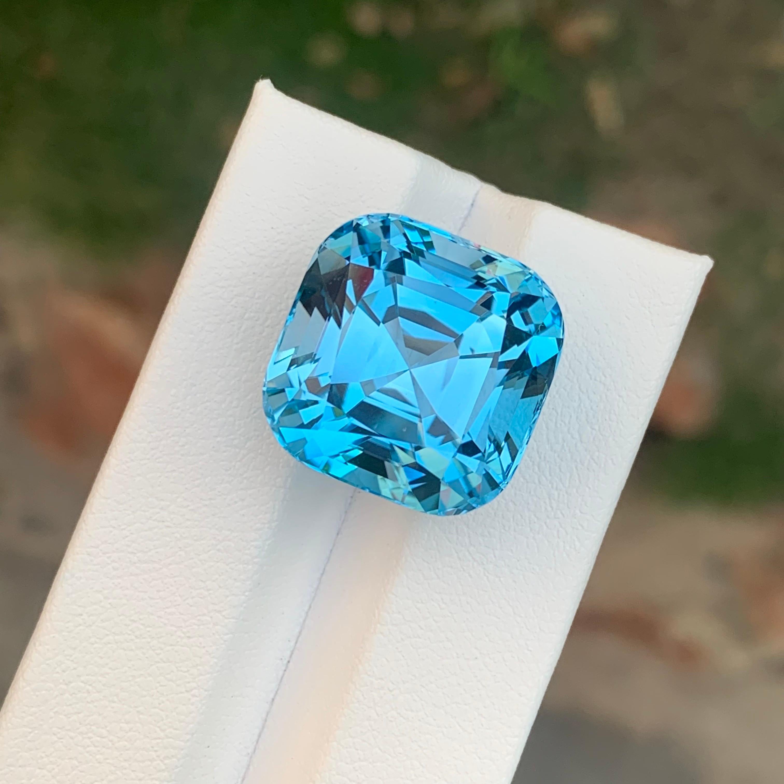 37.90 Carat Natural Loose Sky Blue Topaz Square Shape Gemstone From Brazil For Sale 6