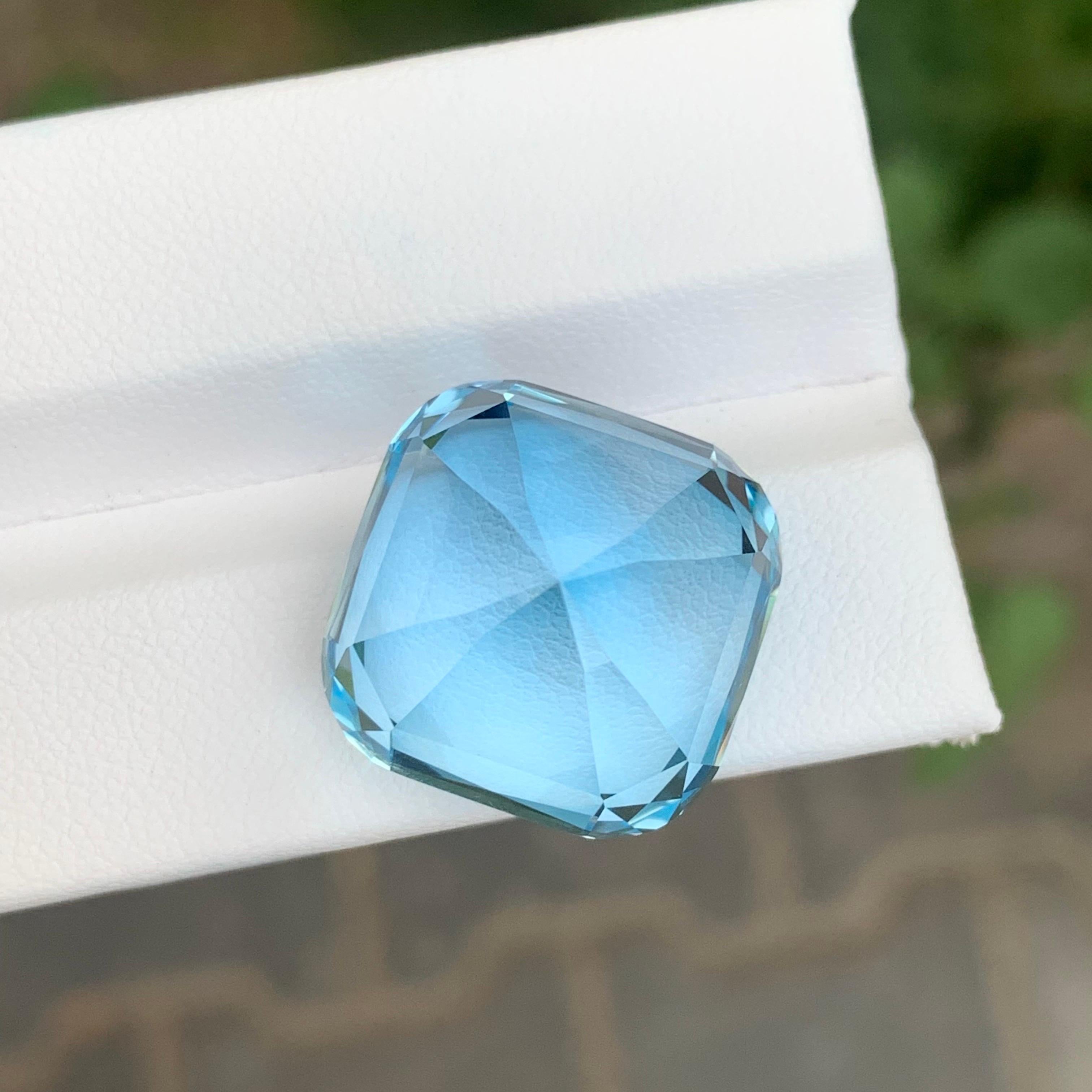 Arts and Crafts 37.90 Carat Natural Loose Sky Blue Topaz Square Shape Gemstone From Brazil For Sale