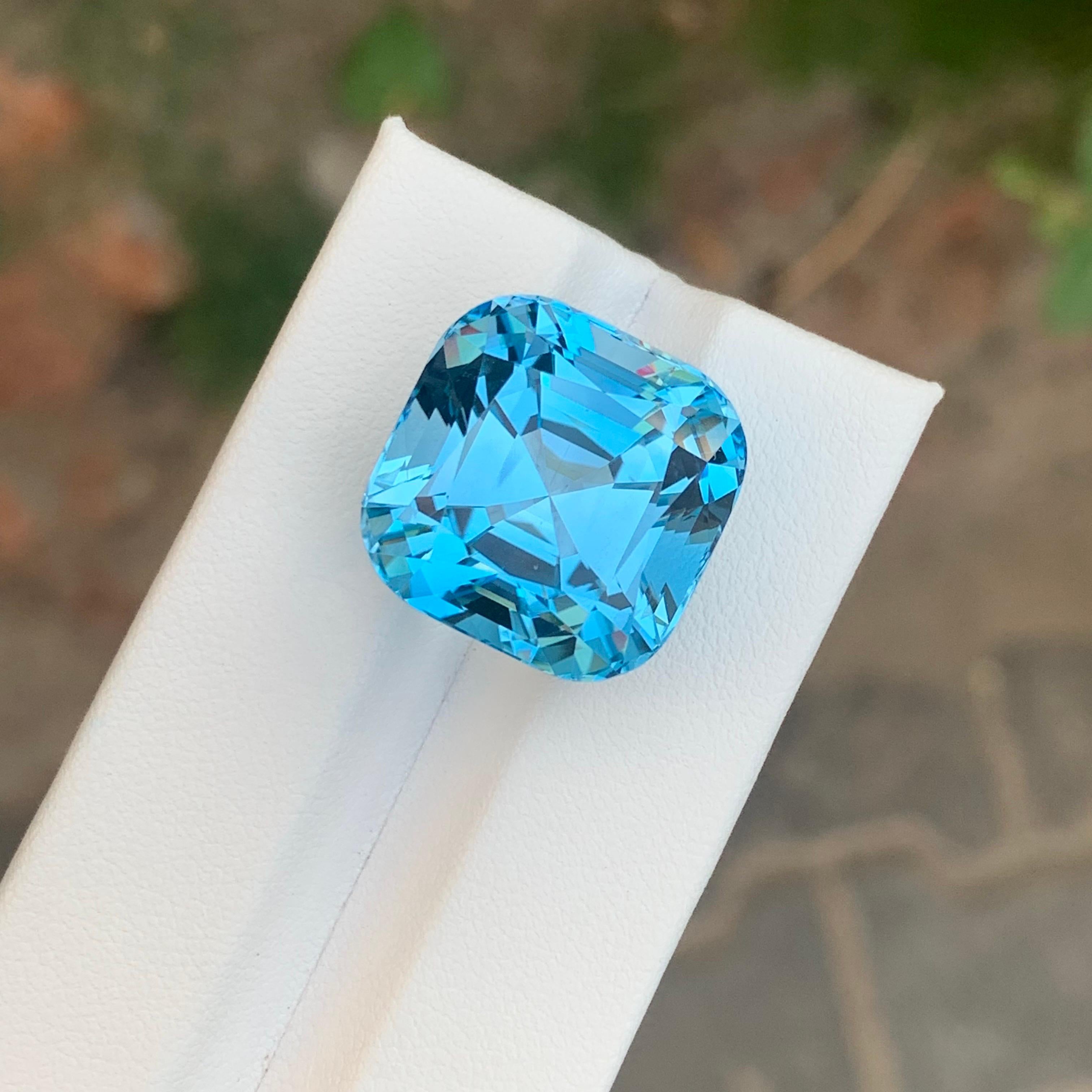 Square Cut 37.90 Carat Natural Loose Sky Blue Topaz Square Shape Gemstone From Brazil For Sale