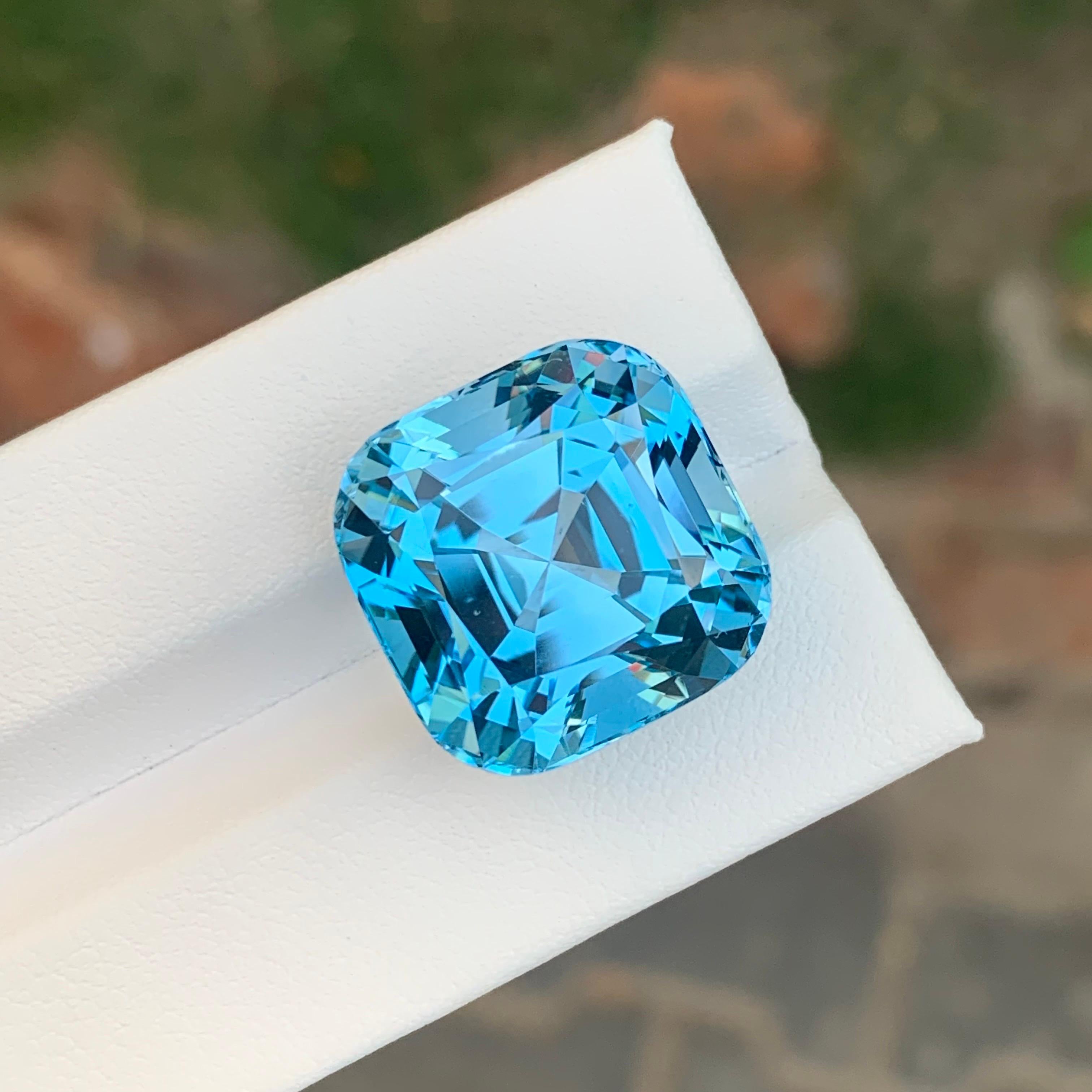 Women's or Men's 37.90 Carat Natural Loose Sky Blue Topaz Square Shape Gemstone From Brazil For Sale
