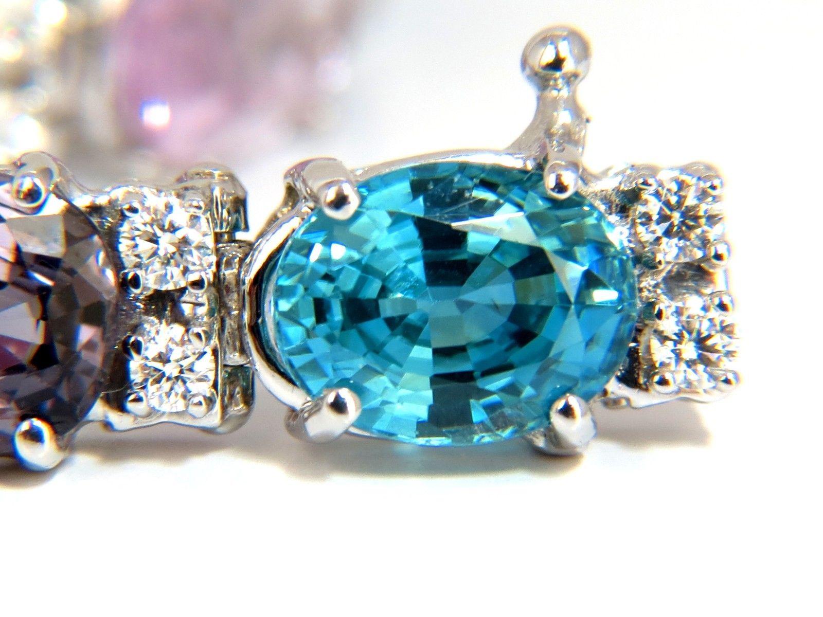 Oval Cut 37.93 Carat Natural Tanzanite Sapphire Aquamarine Spinel Diamonds Bracelet A+