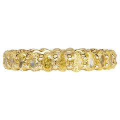 3.79ct Fancy Yellow Oval Cut Diamond Eternity Band in 18k Yellow Gold