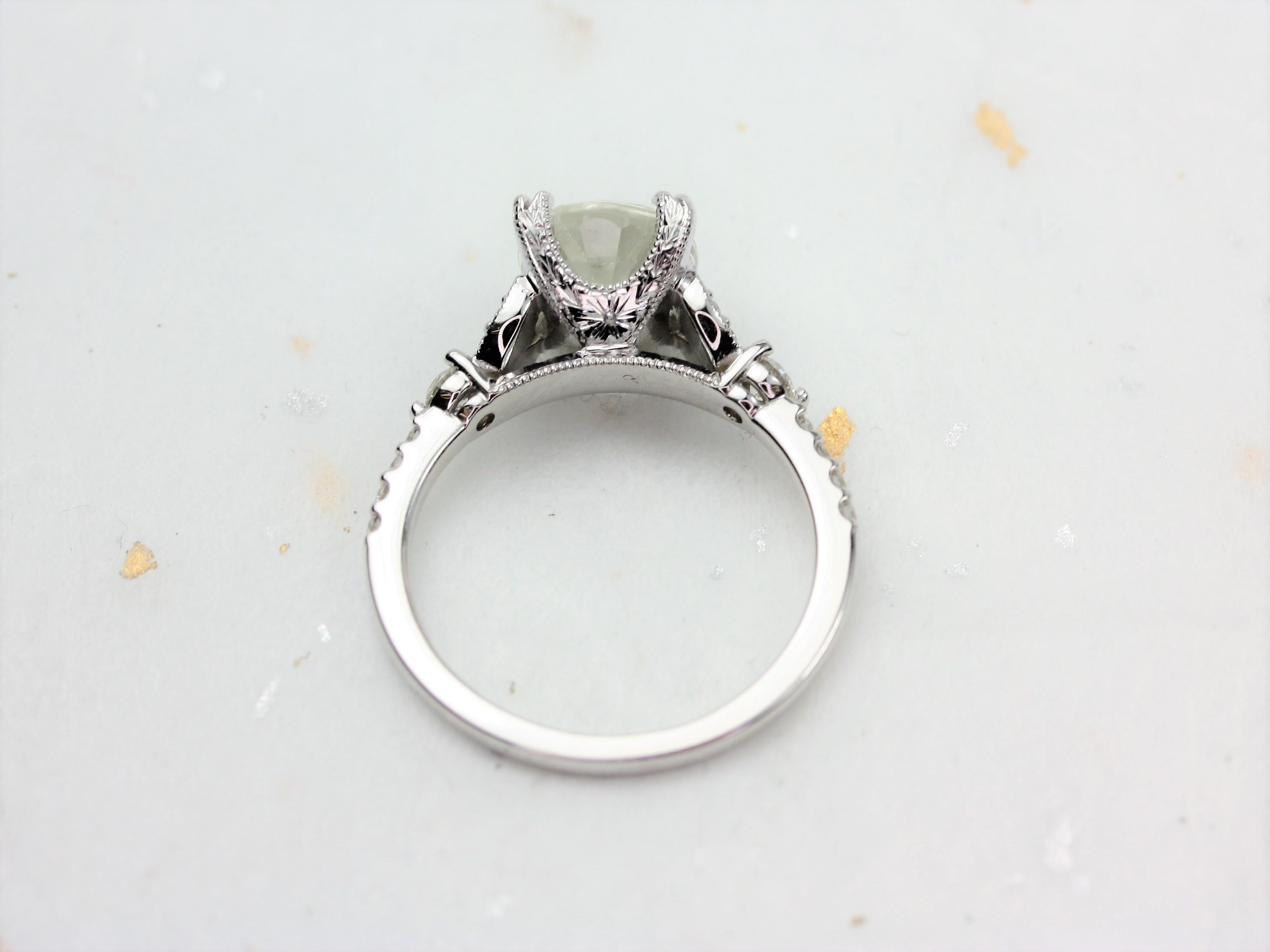 3.79ct Katarina 14kt White Gold Light Champagne Sapphire Ring In New Condition For Sale In Chicago, IL