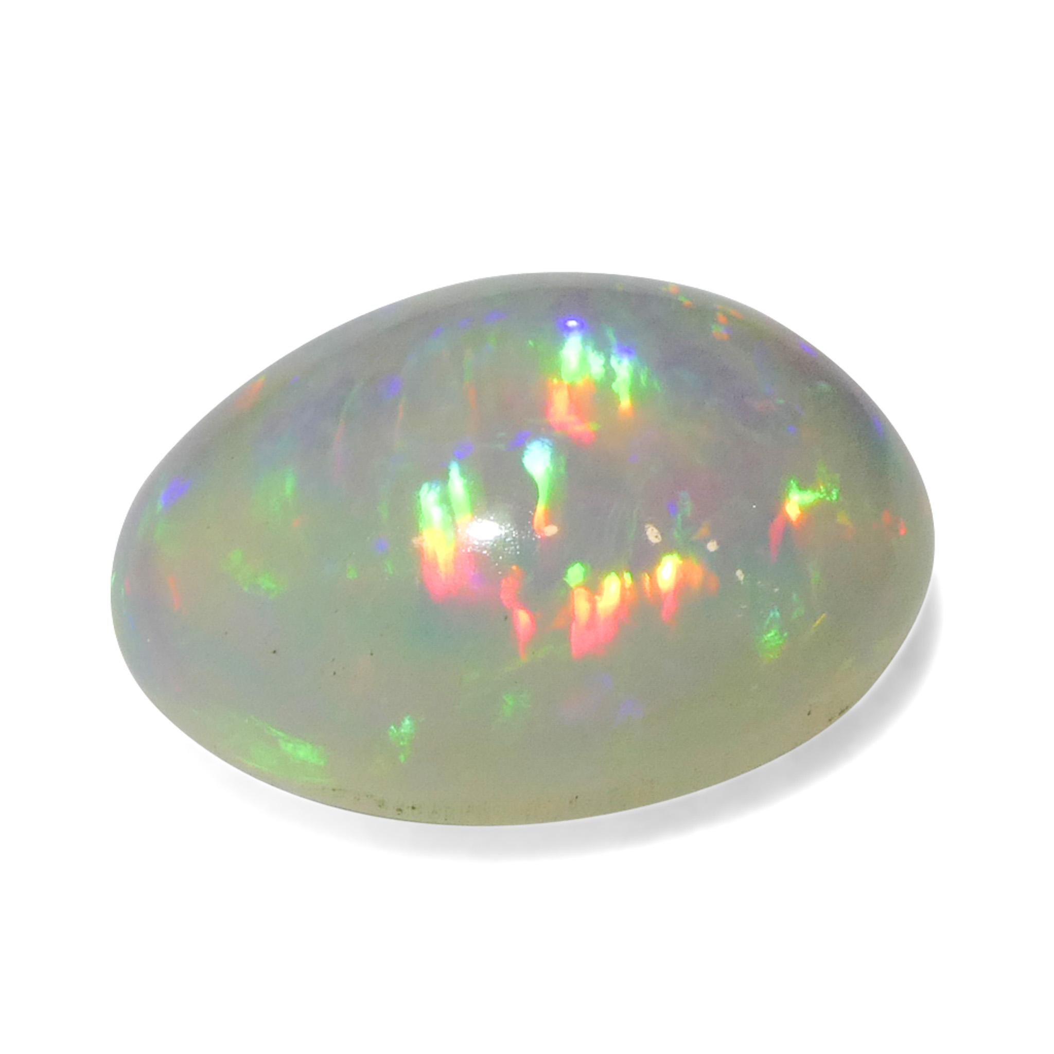 Oval Cut 3.79ct Oval Cabochon White Welo Opal from Ethiopia For Sale