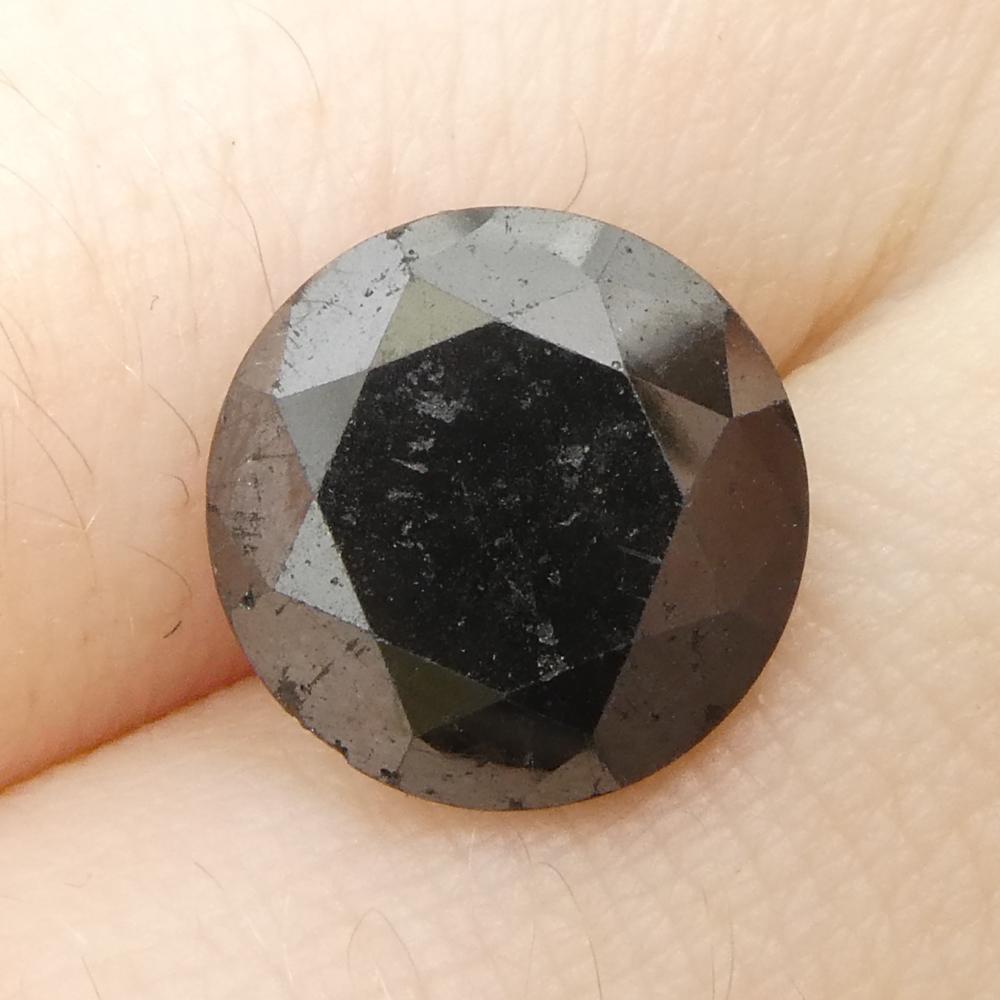 3.79ct Round Brilliant Cut Black Diamond  For Sale 7