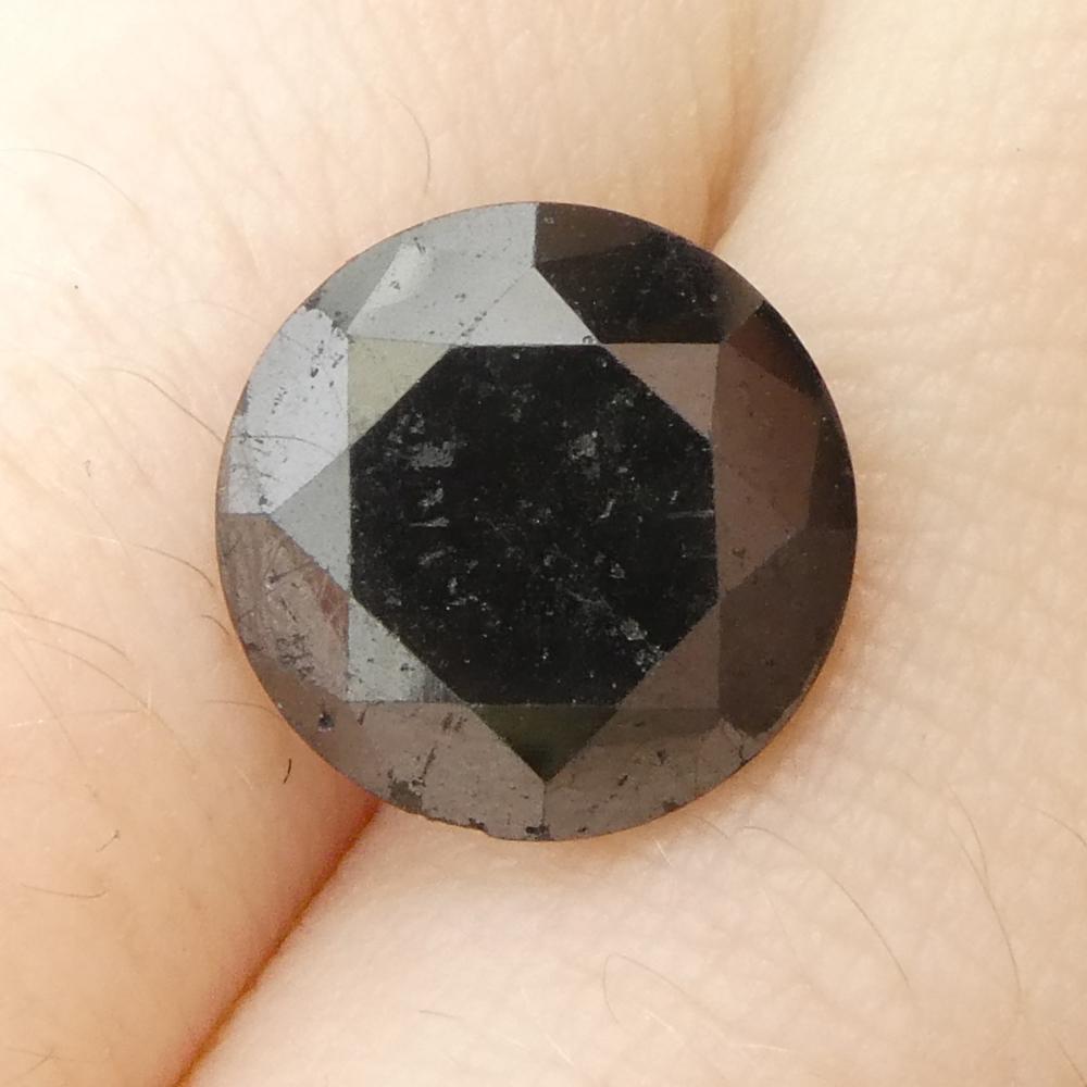 3.79ct Round Brilliant Cut Black Diamond  For Sale 8