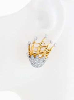 3.79cts. Diamonds 18k Gold Sea Serpent Crest Earrings by John Landrum Bryant