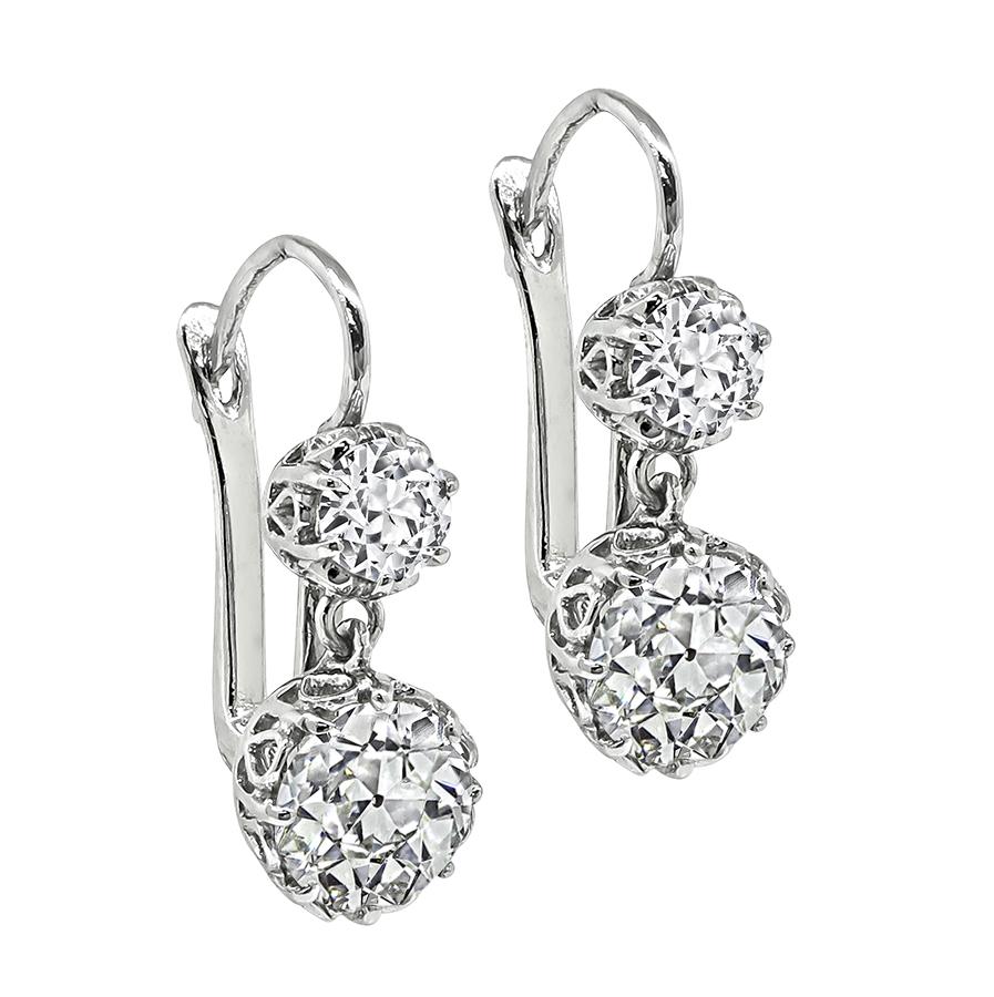 3.79cttw Diamond Platinum Drop Earrings For Sale