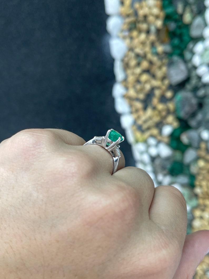 3.79tcw PLAT Pear Colombian Emerald & Diamond 3-Stone Ring In New Condition For Sale In Jupiter, FL
