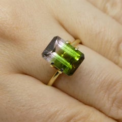 3.7ct Emerald Cut Pink & Green Bi-Colour Tourmaline from Brazil