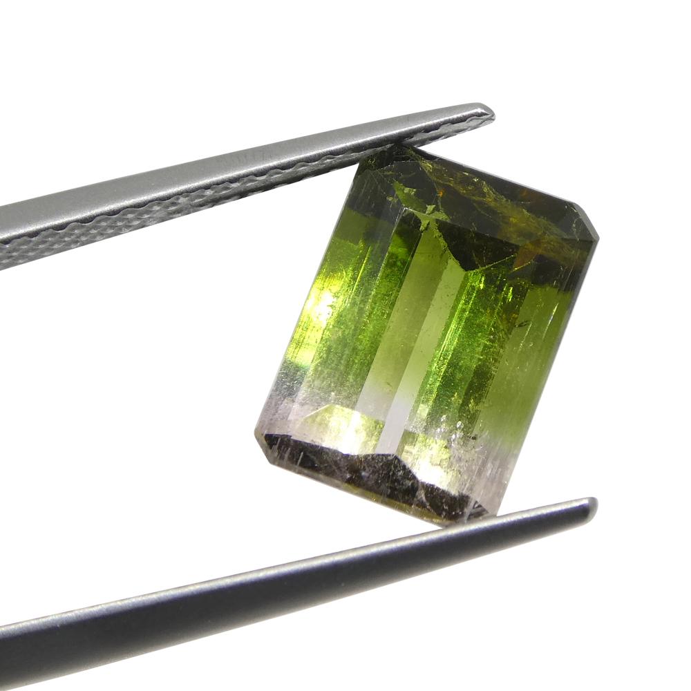 3.7ct Emerald Cut Pink & Green Bi-Colour Tourmaline from Brazil In New Condition For Sale In Toronto, Ontario