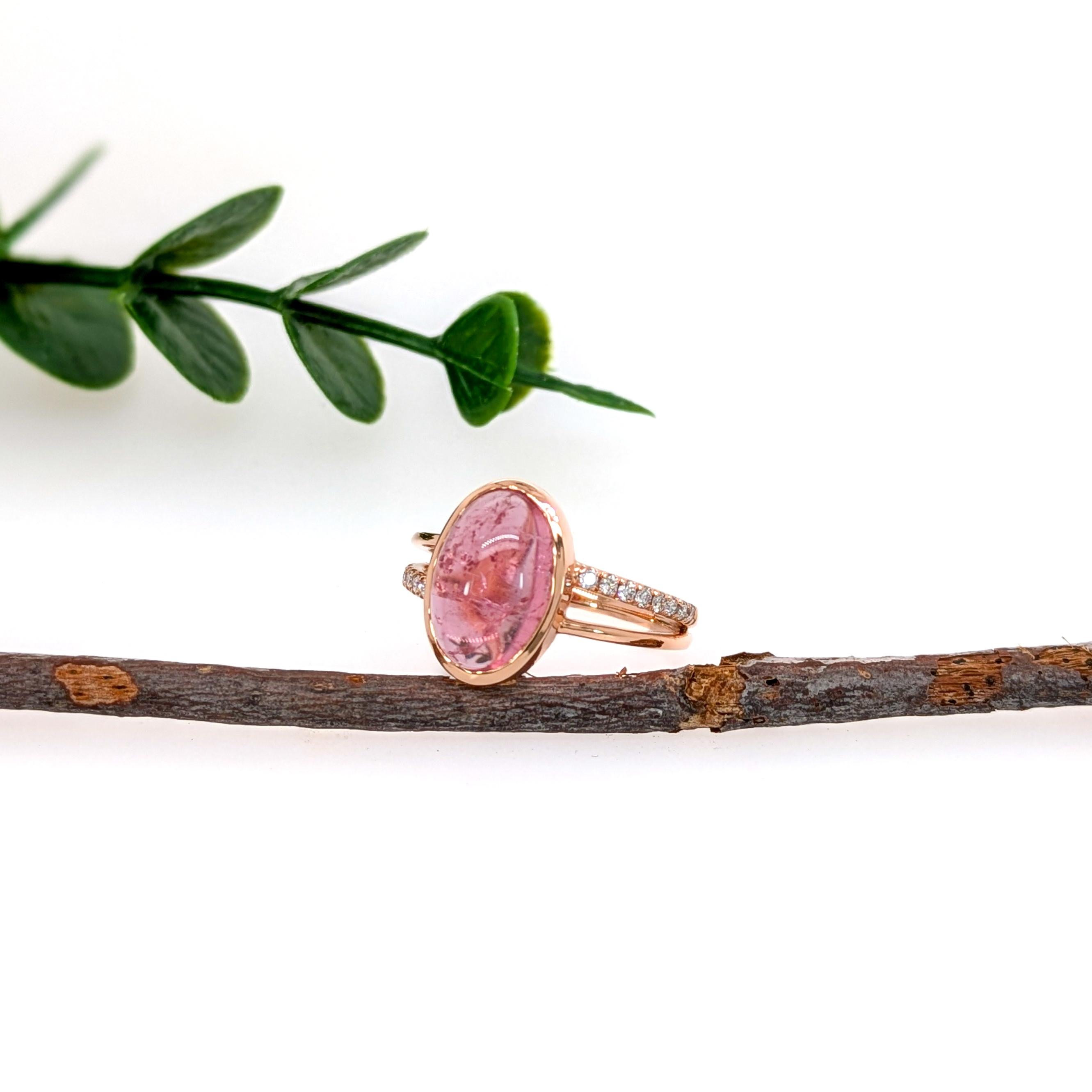 Oval Cut 3.7ct Pink Tourmaline Ring w Natural Diamond Accents in 14K Gold  OV 12x8mm For Sale