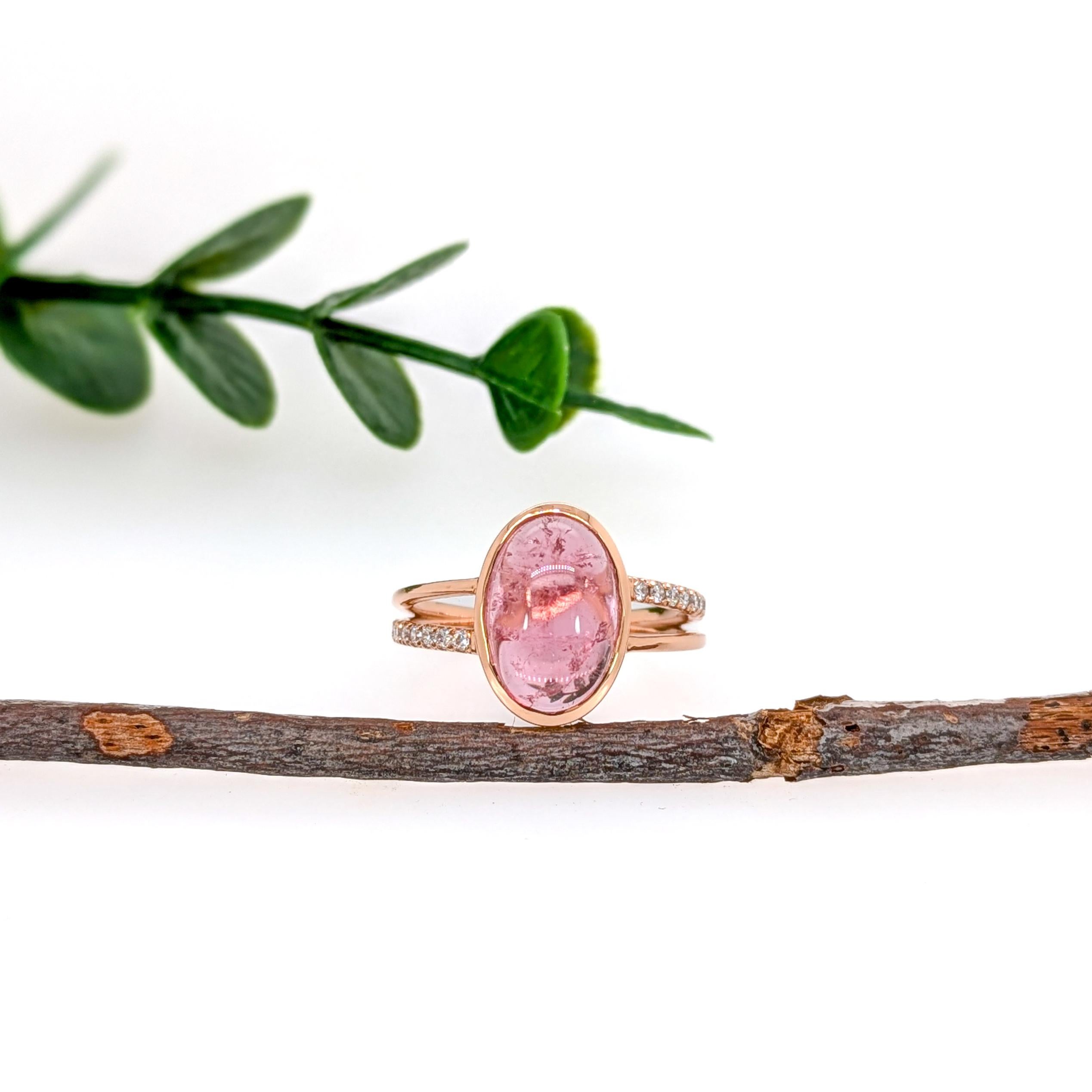 3.7ct Pink Tourmaline Ring w Natural Diamond Accents in 14K Gold  OV 12x8mm In New Condition For Sale In Columbus, OH