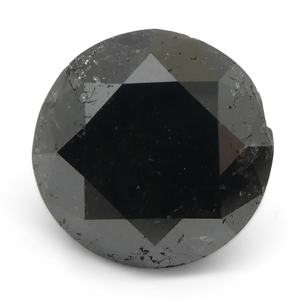 3.7ct Round Brilliant Cut Black Diamond  In New Condition For Sale In Toronto, Ontario