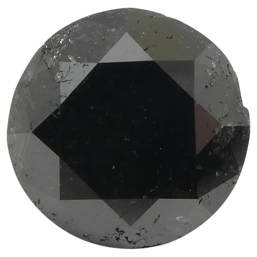 3.7ct Round Brilliant Cut Black Diamond  For Sale
