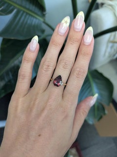 3.7Ct Rubellite Tourmaline Ring with Earth Mined Diamond Accents: Solid 14K Gold