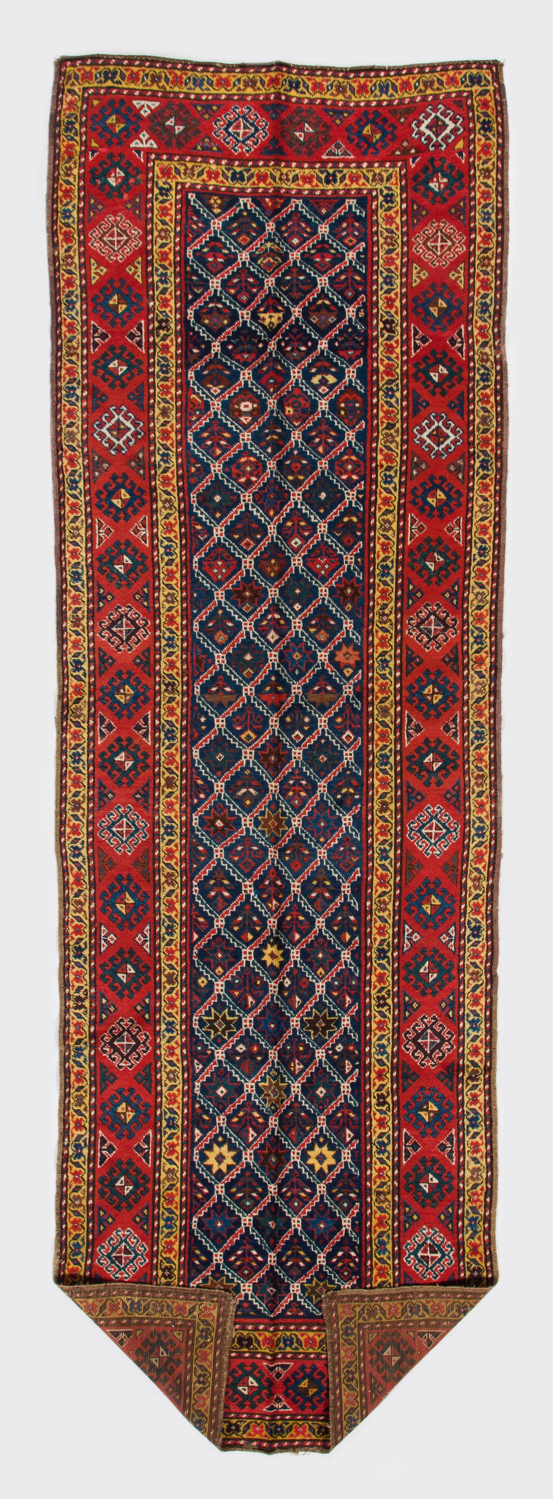 An antique Caucasian Talish runner rug. Finely hand-knotted with even medium wool pile on wool foundation. Excellent condition. Sturdy and as clean as a brand new rug (deep washed professionally). 
Size: 3.7 x 11.4 ft.