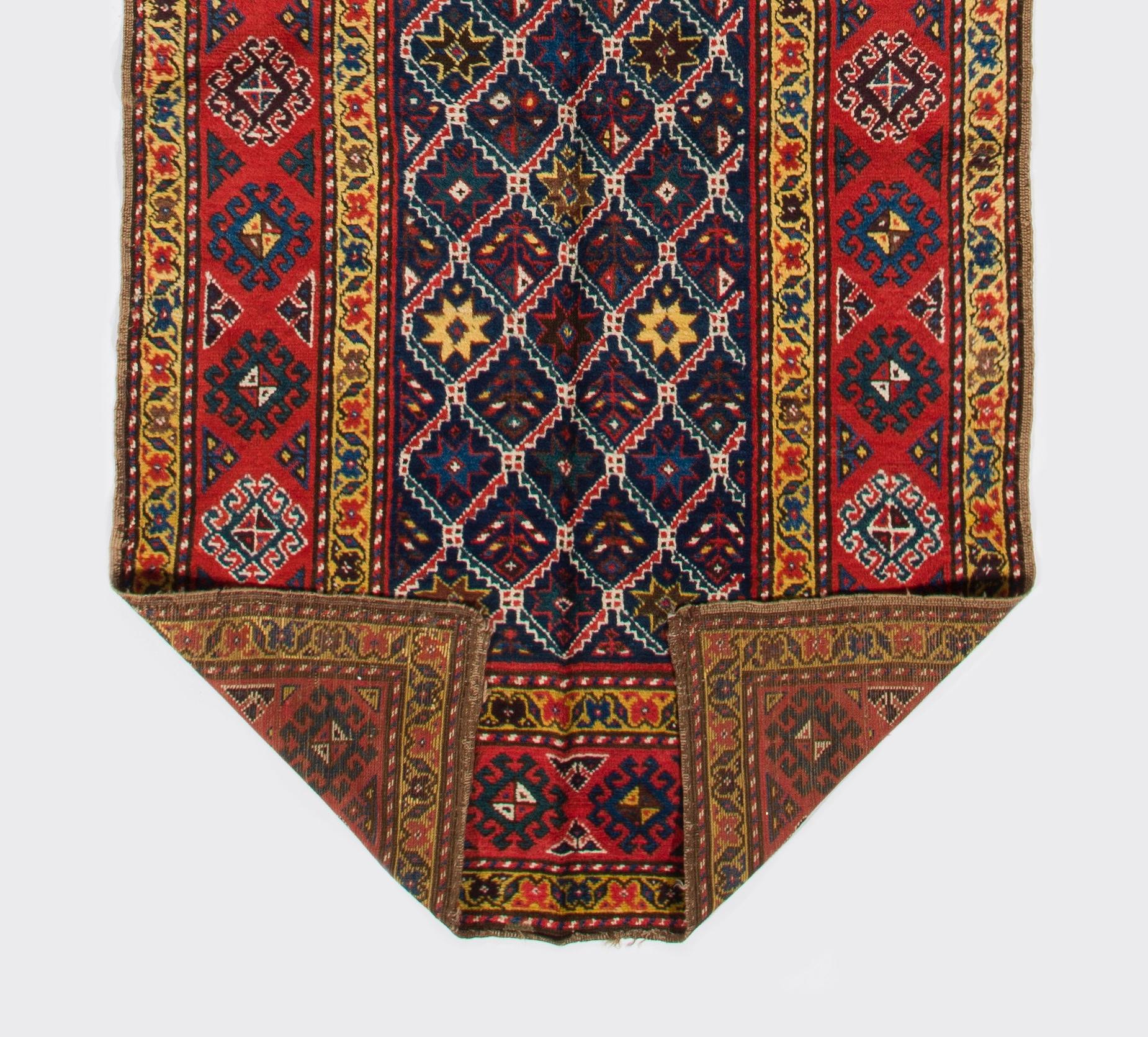 Antique Caucasian Talish Runner Rug, Late 19th Century, 100% Wool In Excellent Condition For Sale In Philadelphia, PA