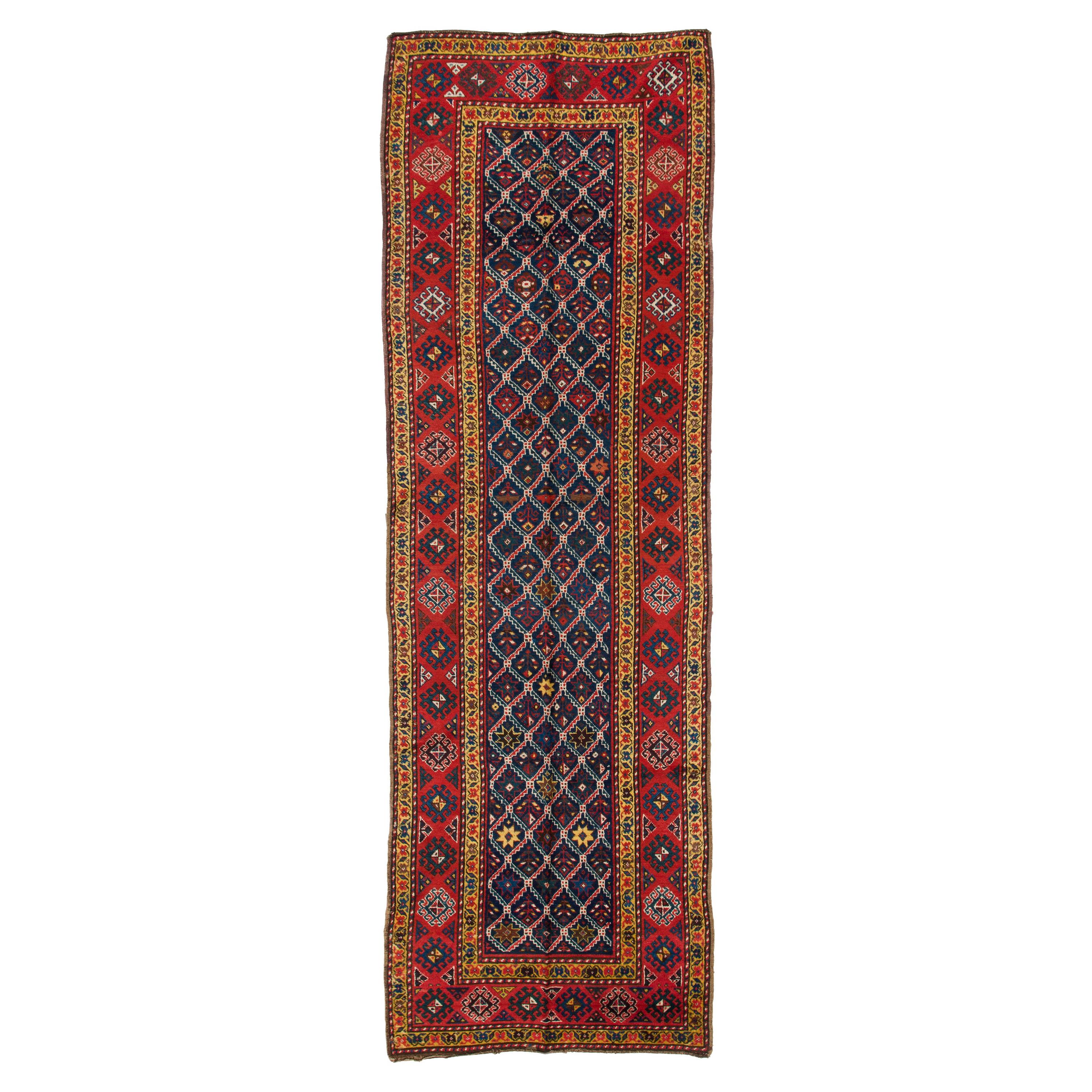 Antique Caucasian Talish Runner Rug, Late 19th Century, 100% Wool For Sale