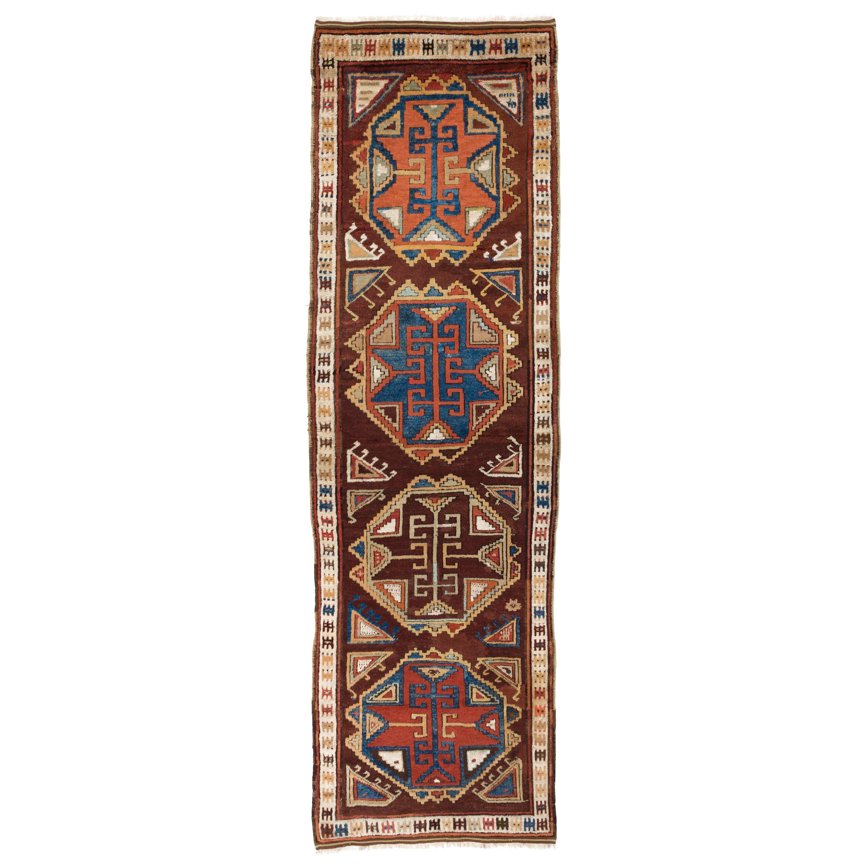 3.7x11.7 Ft Antique Hand Knotted Anatolian Konya Karapinar Runner Rug