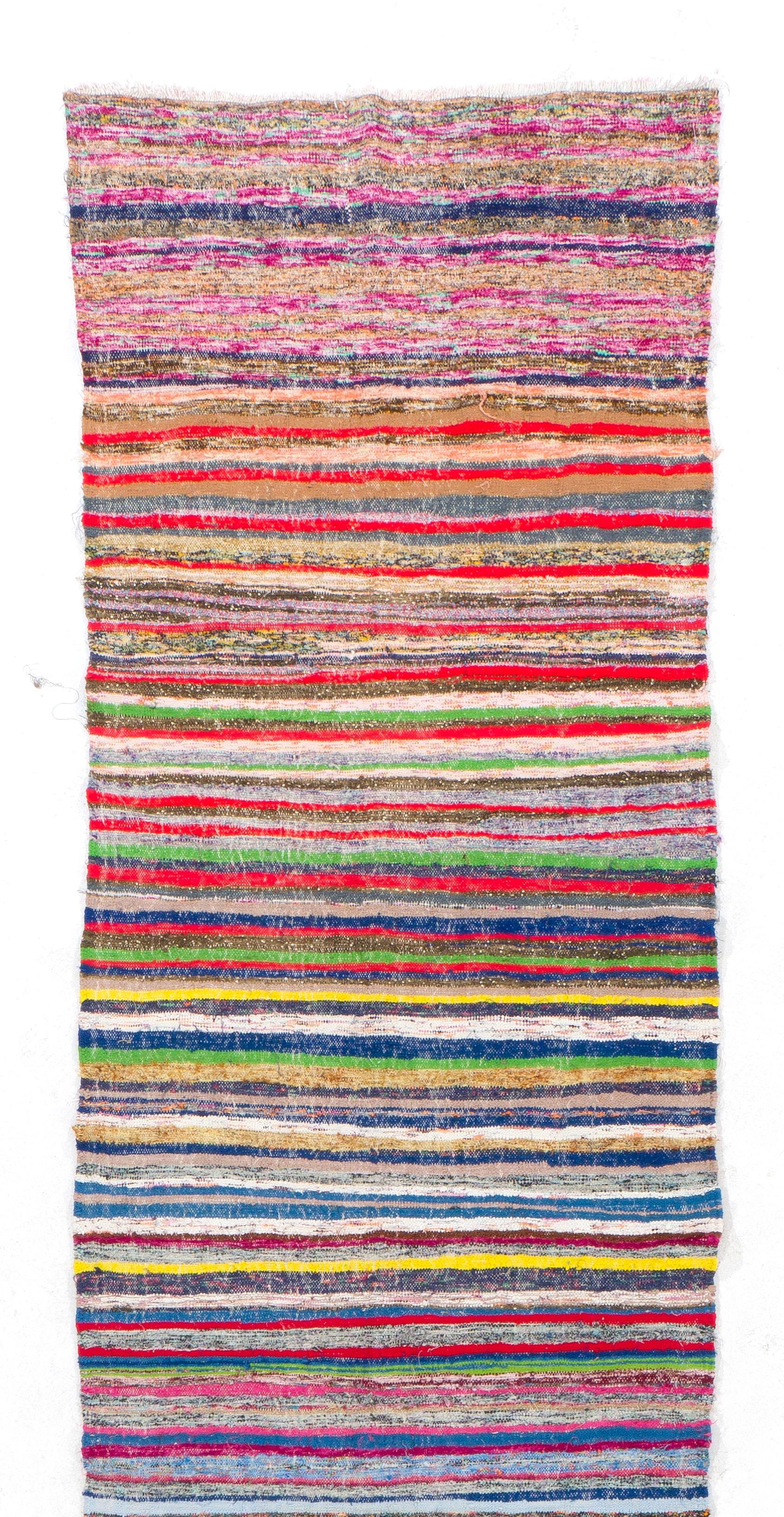- Size can be altered if requested 
An authentic flat-weave (Kilim) from Eastern Turkey, made of cotton, hand-woven by once nomadic people to be used as floor coverings in their tents and winter homes. It features a simple design of stripes in