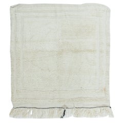 3.7x3.8 Ft Late-20th Century Minimalist Anatolian "Tulu" Rug, 100% Natural Wool