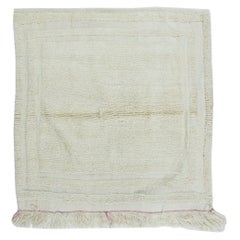 3.7x3.8 Ft Minimalist Vintage Handmade Anatolian "Tulu" Rug, 100% Natural Wool