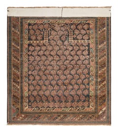 3.7x4.4 Ft Antique Shirvan Prayer Rug, East Caucasus, Late 19th Century