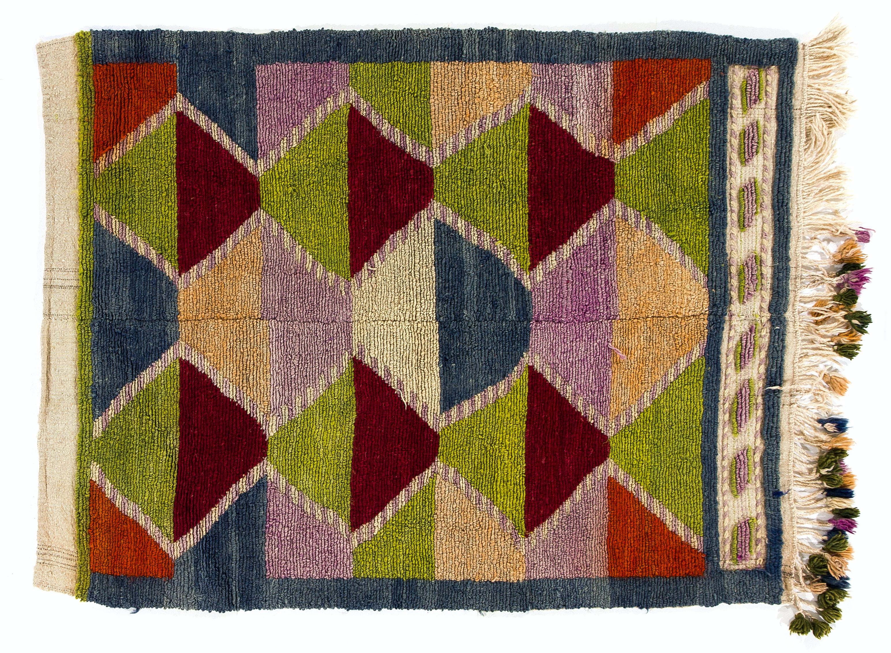 20th Century 3.7x4.6 Ft Colorful Unique Vintage Tulu Rug, Shaggy Wall Hanging, Decorative Art For Sale