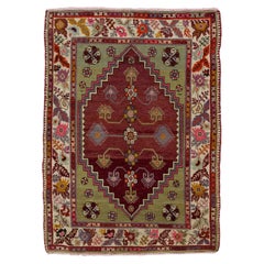 3.7x5 Ft Fantastic Vintage Turkish Dazkiri Village Rug, One of a Kind Door Mat